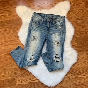 American Eagle Distressed High Rise Cropped Jeans
